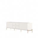 Ver imagem 2 de Rack para TV até 75" 2 Gavetas 2 Portas Jasper 220 cm - Off White Fosco c/ Dourado