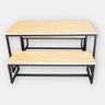 Mesa De Jantar Industrial 4 Lugares 120x75cm Madeira Pinus 18mm + 2 Bancos - 2