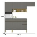 Ver imagem 4 de Armário de Cozinha Completa 120 com Balcão com Tampo 9 Portas Madrid - Freijó/gris