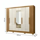 Ver imagem 3 de Guarda-Roupa Casal Frisado 8 Portas 4 Gavetas com Espelhos e Pés Diplomata Freijó/Off White