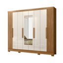 Ver imagem 2 de Guarda-roupa Casal Frisado 8 Portas 4 Gavetas com Espelhos e Pés Diplomata