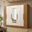 Ver imagem 1 de Guarda-roupa Casal Frisado 8 Portas 4 Gavetas com Espelhos e Pés Diplomata