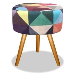 Puff Banqueta Magnus Redondo Triangulo Pés Castanho 50 Cm de Altura