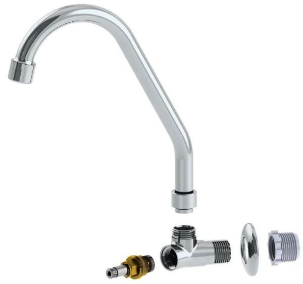 Torneira Cozinha 1/4 V Móvel Parede Metal Cromada 1167 C70 - 2