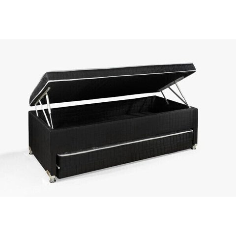 Box Conjugado Articulado Baú + Cama Auxiliar Solteiro + Cama Auxiliar Casal 4x1 Cor Preta