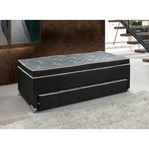 Box Conjugado + Cama Auxiliar Solteiro + Cama Auxiliar Casal 3x1 Cor Preta