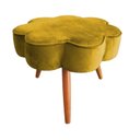 Ver imagem 5 de Puff Flor Decorativo Redondo Banqueta Pés Palito Veludo Cor:mostarda