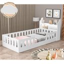 Ver imagem 1 de Cama Infantil Montessoriana Helo Solteiro com Nicho e Led Branca Acompanha Luminária Nuvem