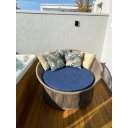 Ver imagem 2 de Chaise Palmeira Taça em Corda Nática Bege - Tecido Lisato Marinho