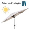 Ombrelone Guarda Sol Sombreiro Articulação Central Fator UV Manivela Retrátil 2,7m Branco Importway - 6