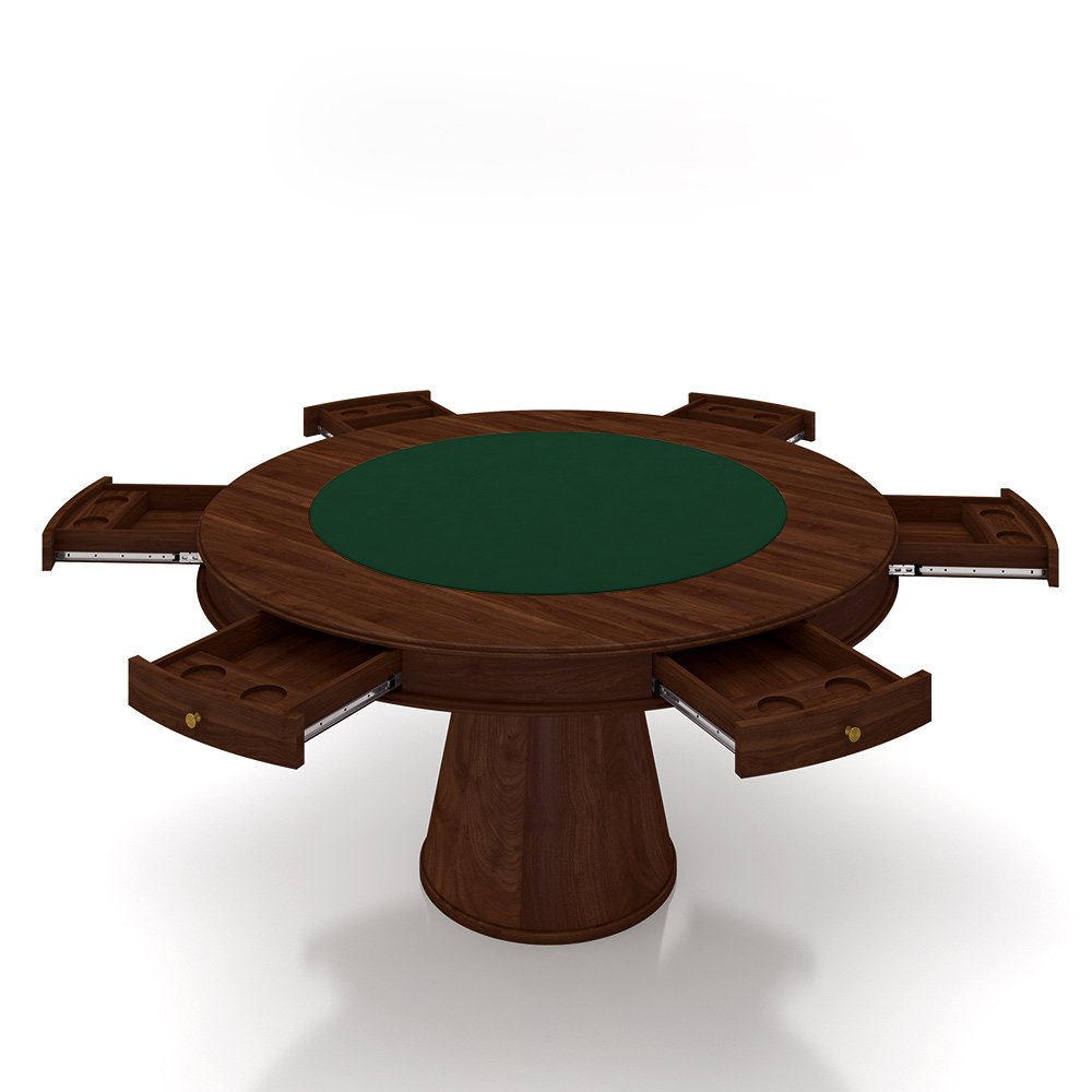 Conjunto Mesa de Jogos Carteado Bellagio Tampo Reversível Verde e 6 Cadeiras Madeira Poker Base Cone - 2