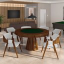 Ver imagem 1 de Conjunto Mesa de Jogos Carteado Bellagio Tampo Reversível Verde e 6 Cadeiras Madeira Poker Base Cone