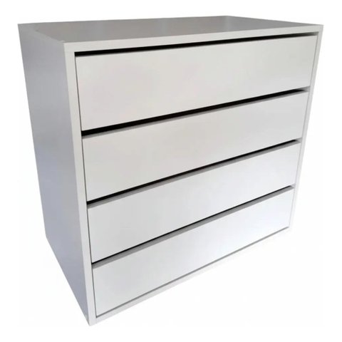 Gaveteiro Cômoda Multiuso 4 Gavetas MDF Organizador Quarto Branco