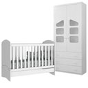 Ver imagem 1 de Berço Mini Cama Pirulito 2x1 + Roupeiro Algodão Doce Infantil MDF Branco - Bela Móveis
