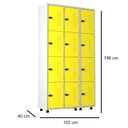 Ver imagem 2 de Armário Roupeiro Aço 12 Portas Academia Guarda Volume Trinco Amarelo