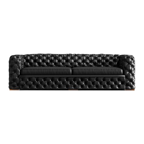 Sofá 3 Lugares Gênova 240cm Couro Preto - Gran Belo
