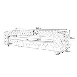 Sofá 3 Lugares Gênova 240cm Couro Preto - Gran Belo - 2 Sofá 3 Lugares Gênova 240cm Couro Preto - Gran Belo - 2