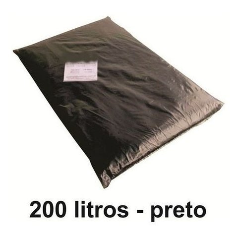 10 Kg Saco De Lixo 200 Litros Preto 200l Reforçado 0,2 Micra:Preto