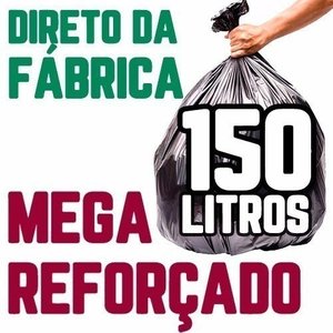 Saco De Lixo 150 Litros 100 Un Preto Mega Reforçado:Preto
