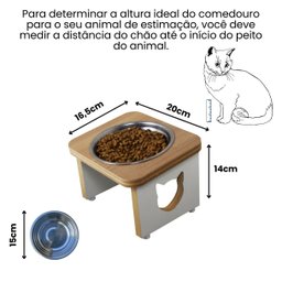 Comedouro Elevado Pet Gato Mdf Linha Básica - Amadeirado - 2