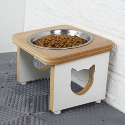 Comedouro Elevado Pet Gato Mdf Linha Básica - Amadeirado - 5