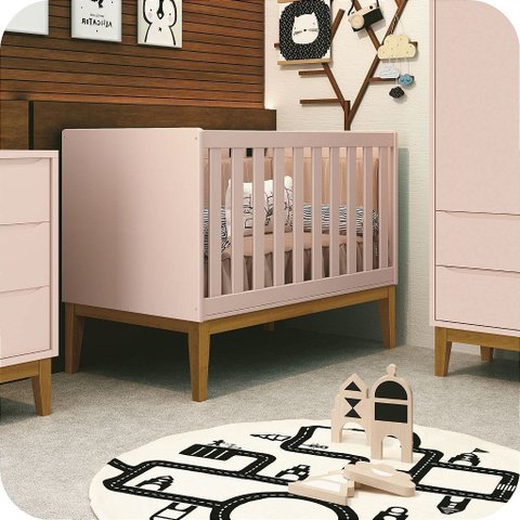 Berço Americano Mini Cama Rosa Fosco Classic Madeira