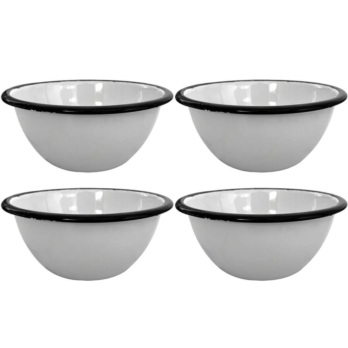 Conjunto 4 Tigelas Esmaltadas Ágata 500ml Bowls para Servir Esmaltados Silva Branco - 1