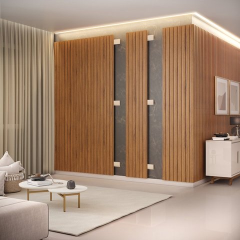 Módulo Adicional Ripado para Painel Pratic 240cm Freijo