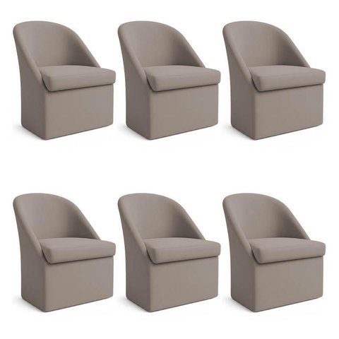 Kit 6 Poltronas Decorativas Malli Linho - Pallazio Cor:Cappuccino