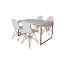 Ver imagem 2 de Mesa Industrial Base Ferro Cobre Tampo 137x90 Branco 4 Cadeiras Eames Ferro Cobre Assento Branco