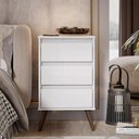 Ver imagem 4 de Kit 2 Mesa de Cabeceira Retrô Wood 3 Gavetas Branco – EJ Móveis