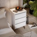 Ver imagem 3 de Kit 2 Mesa de Cabeceira Retrô Wood 3 Gavetas Branco – EJ Móveis