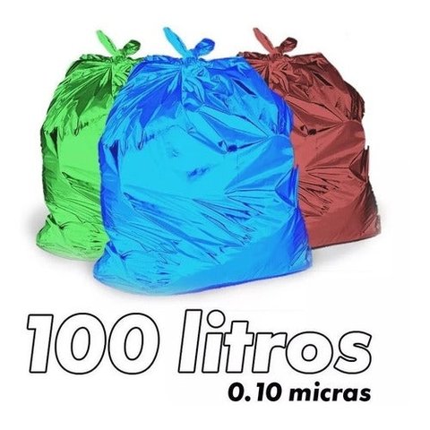 Saco De Lixo 100 Litros Colorido Reforçado 0,10 Micras 100u:Cinza
