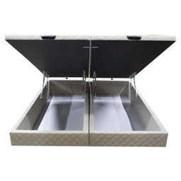 Base Cama Box Baú King Size Suede Bordado Bege Skybox - 5