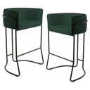 Ver imagem 1 de 2 Banquetas Base Aço Preto Betina B-303 Veludo Verde Domi