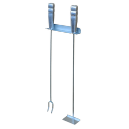 KIT CHURRASCO COM RASTELO E GARFO 59 CM CABO ALUMINIO - 3