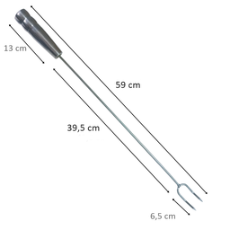 KIT CHURRASCO COM RASTELO E GARFO 59 CM CABO ALUMINIO - 4