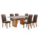 Ver imagem 1 de Mesa de Jantar Carolina 180cm Tampo MDF Vidro Canto Copo com 6 Cadeiras Lorena Moderna Mobília