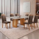 Ver imagem 7 de Mesa de Jantar Carolina 180cm Tampo MDF Vidro Canto Copo com 6 Cadeiras Lorena Moderna Mobília