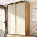 Ver imagem 1 de Guarda Roupa Solteiro 100% MDF BP 2 Portas 2 Gavetas Liege Marrom/Nogueira/Off White