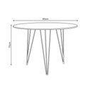 Ver imagem 3 de Mesa de Jantar Redonda 90cm Amêndoa Clips 3 Pés com 4 Cadeiras Eames Eiffel Brancas Base Dourada