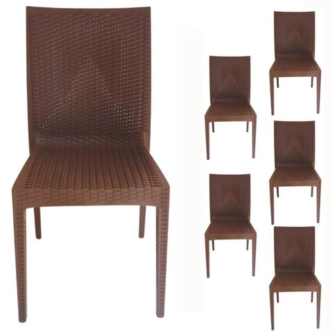 Kit com 4 Cadeiras Rattan Jantar Varanda Sacada Empilhavel