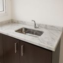 Ver imagem 2 de Pia de Cozinha Mármore Branco 200cm Cuba Rasa Inox Simples: Branco