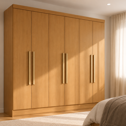Guarda Roupa Casal 6 Portas 2 Gavetas Lyon Yescasa Marrom/Cinamomo