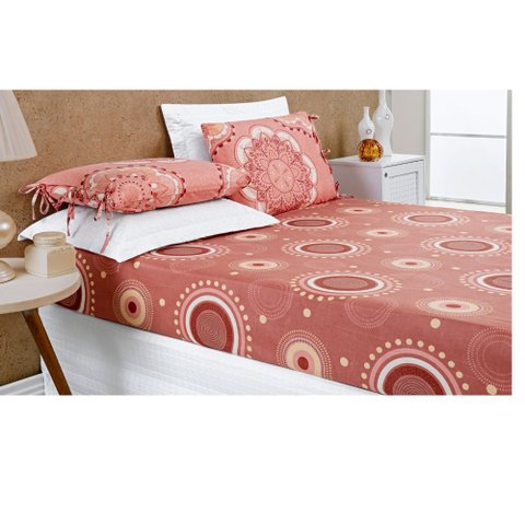 Jogo de Lençol Cama Queen 3 Peças 200 Fios Micropercal Floreal:Estampas Renda