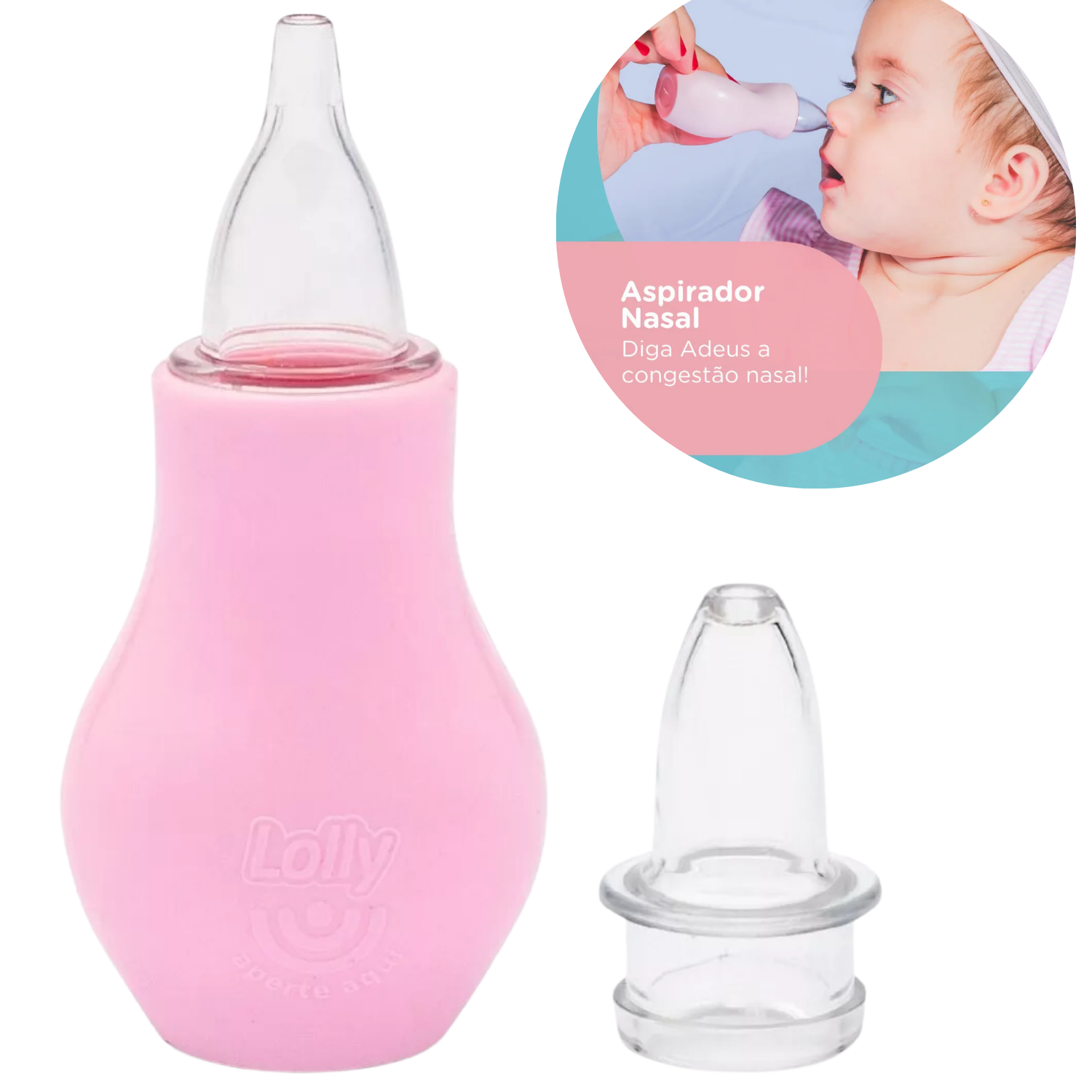 Aspirador Nasal Bebe 2 em 1 Respire Bem Rosa Lolly | MadeiraMadeira