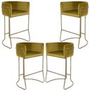 Ver imagem 1 de Kit 04 Banquetas Decorativa Fixa Base de Aço Bronze Betina D02 Veludo Mostarda B-260 - Lyam Decor