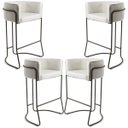 Ver imagem 1 de Kit 04 Banquetas Decorativa Fixa Base de Aço Choco Betina D02 Linho Creme A-48 - Lyam Decor