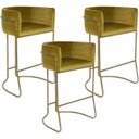 Ver imagem 1 de Kit 03 Banquetas Decorativa Fixa Base de Aço Bronze Betina D02 Veludo Mostarda B-260 - Lyam Decor