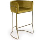 Ver imagem 3 de Kit 03 Banquetas Decorativa Fixa Base de Aço Bronze Betina D02 Veludo Mostarda B-260 - Lyam Decor